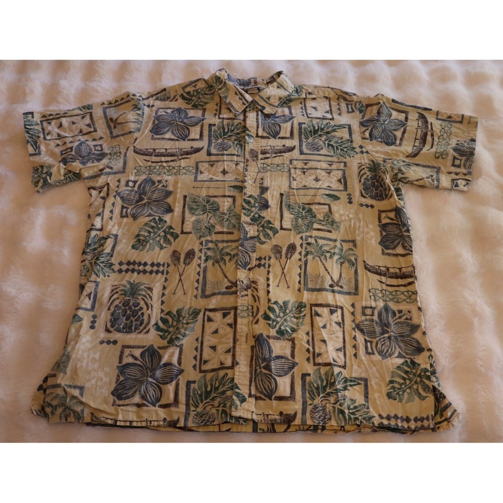 Vintage Malihini Hawaiian Shirt Size 2XL Multicolor Floral Button Front Cotton